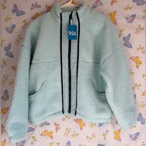 DSG Girls Cozy Fleece Full Zip Jacket XL Shoreside Blue NWT